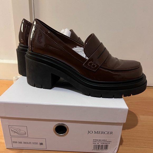 Dark Chocolate Patent mid heels - Picture 2 of 2